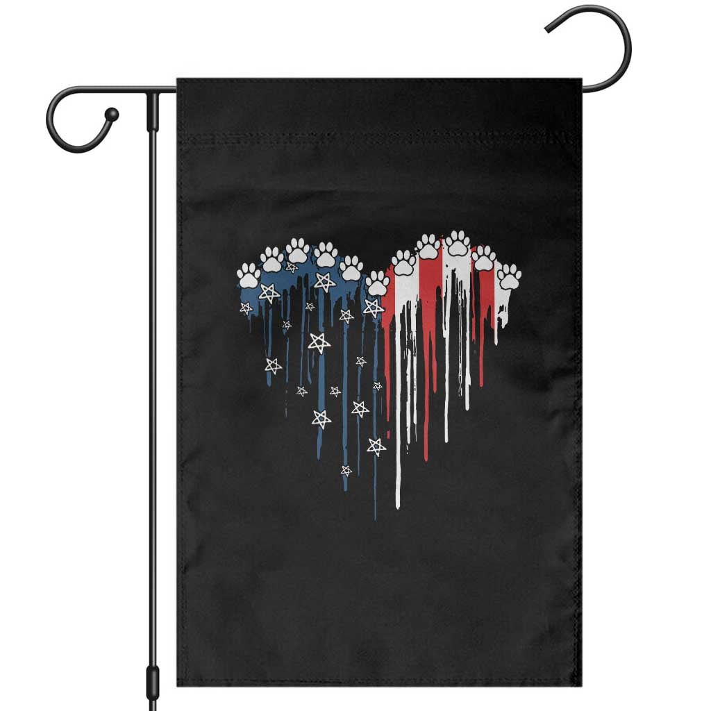 Patriotic Dog And Cat Paw American Flag Heart 4th Of July Garden Flag TS11 Black Print Your Wear