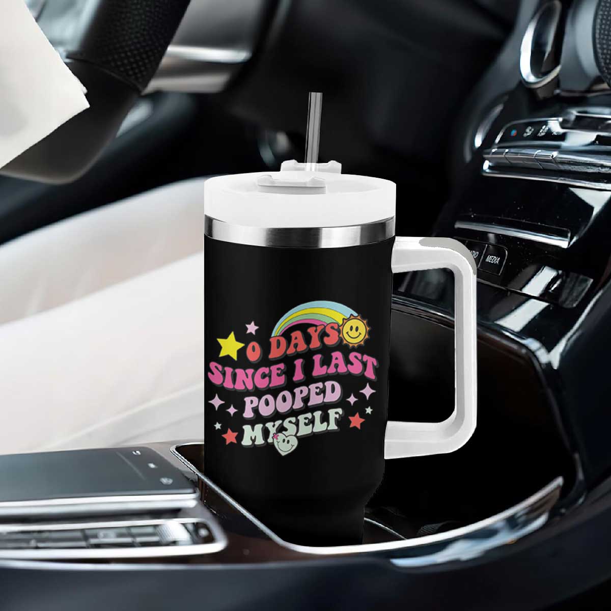 Funny 0 Days Since I Last Pooped Myself Tumbler With Handle Joke Meme Gag TS11 Print Your Wear