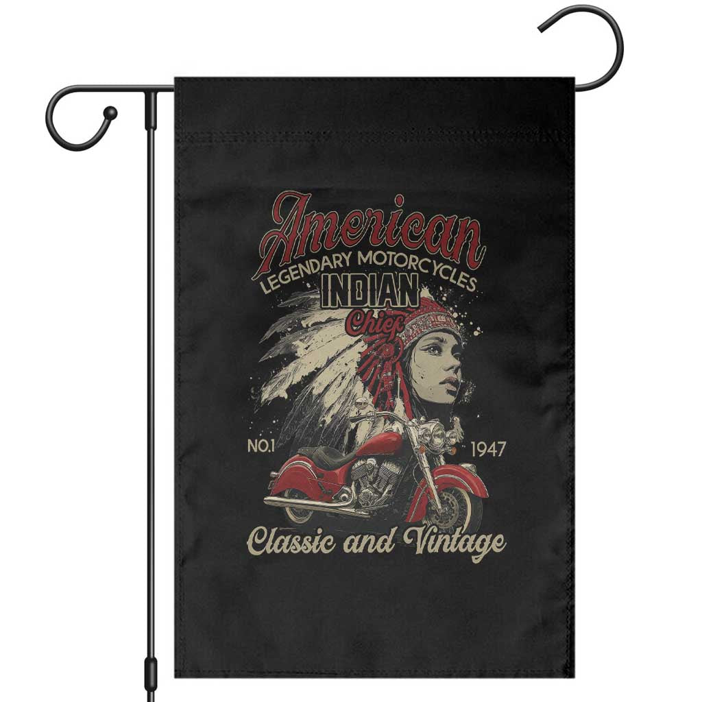 American Legendary Motorcycle Indian Chief Garden Flag Classic And Vintage Bikers TS11 Black Print Your Wear