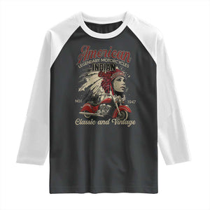 American Legendary Motorcycle Indian Chief Raglan Shirt Classic And Vintage Bikers TS11 Black White Print Your Wear