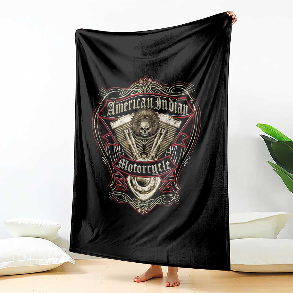 American Indian Skull Motorcycle Vintage Motorbike Engine Throw Blanket TS11 Print Your Wear