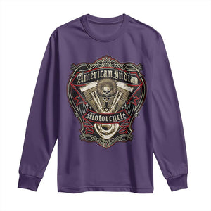 American Indian Skull Motorcycle Vintage Motorbike Engine Long Sleeve Shirt TS11 Purple Print Your Wear