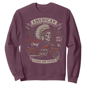 American Legendary Motorcycle Indian Chief Sweatshirt No 1 Classic And Vintage Skull TS11 Maroon Print Your Wear