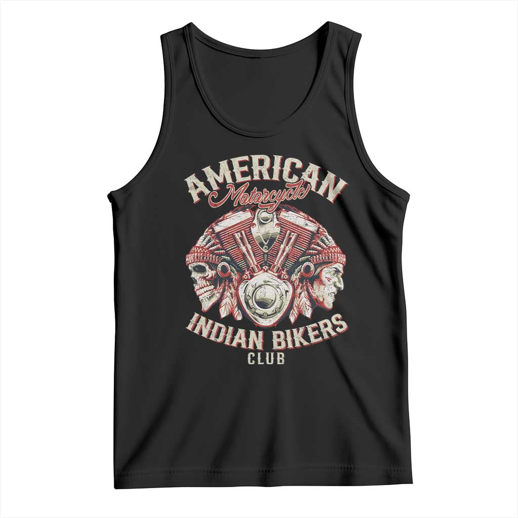 American Legendary Motorcycle Indian Biker Club Tank Top Vintage Motorbike Engine Native American Skull TS11 Black Print Your Wear
