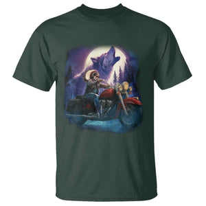 Native American Rider T Shirt Vintage Indian American Motorcycle Wolf TS11 Dark Forest Green Print Your Wear