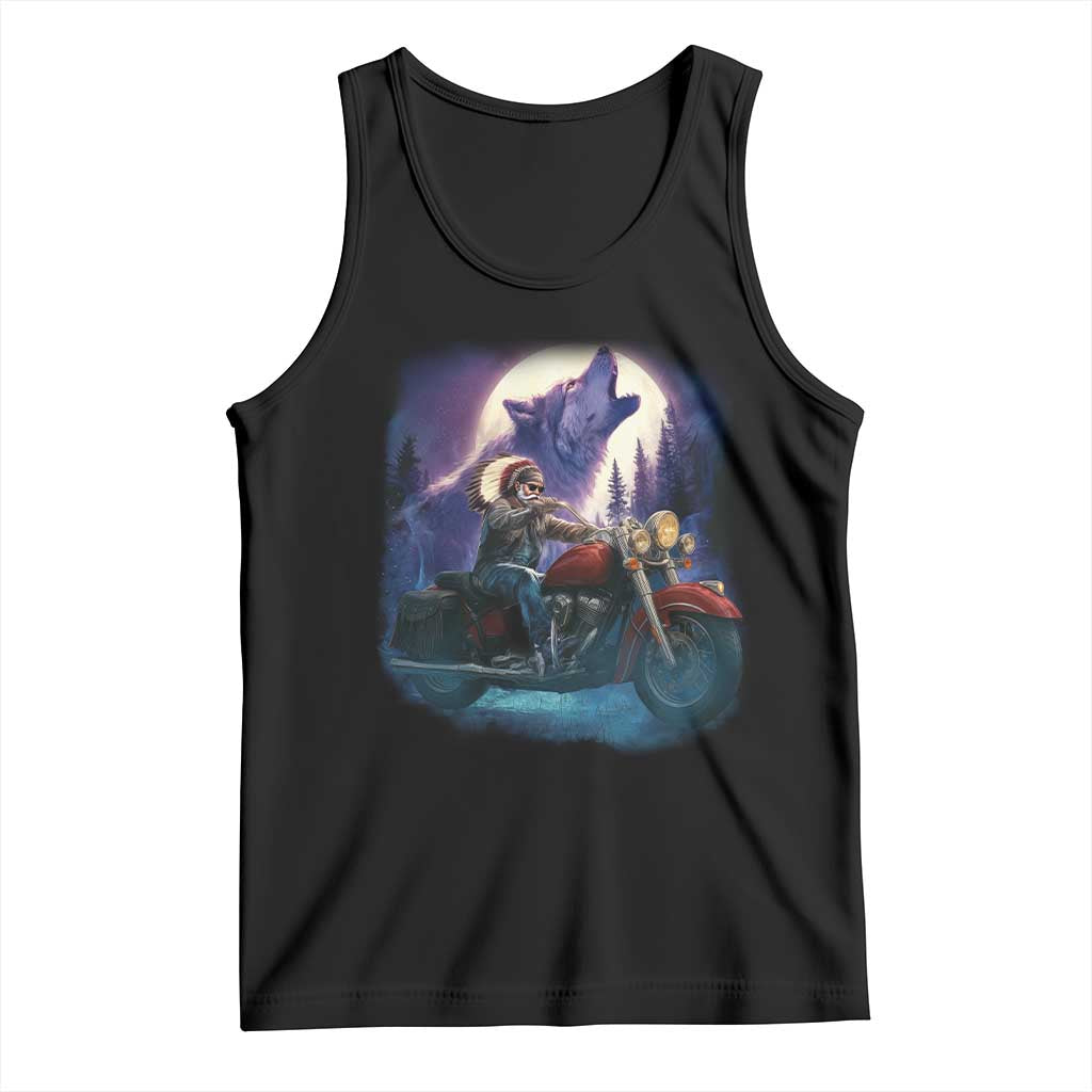 Native American Rider Tank Top Vintage Indian American Motorcycle Wolf TS11 Black Print Your Wear