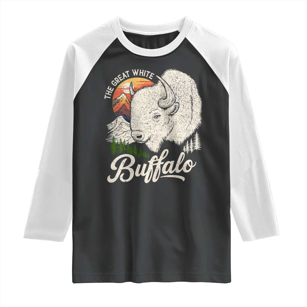 The Great White Buffalo Raglan Shirt Native American Sacred Spirit Animal TS11 Black White Print Your Wear