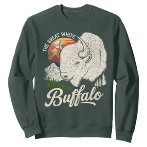 The Great White Buffalo Sweatshirt Native American Sacred Spirit Animal TS11 Dark Forest Green Print Your Wear