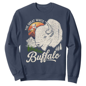 The Great White Buffalo Sweatshirt Native American Sacred Spirit Animal TS11 Navy Print Your Wear
