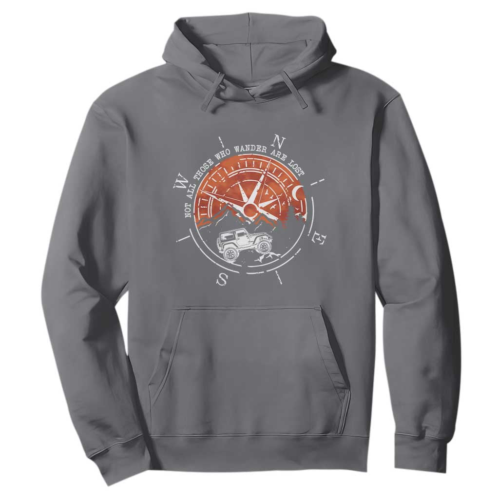 Not All Those Who Wander Are Lost Hoodie Compass Off Road Car TS11 Charcoal Print Your Wear