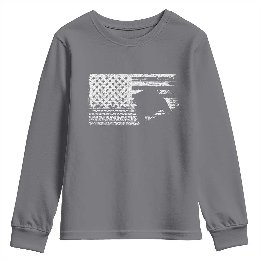 Off Road Quad ATV Car Adventure Vintage American Flag Youth Sweatshirt TS11 Charcoal Print Your Wear