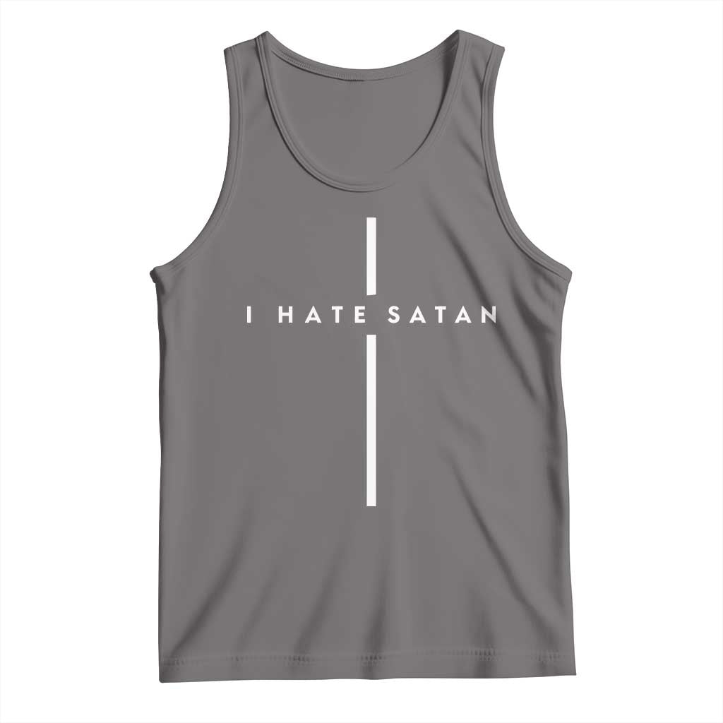 I Hate Satan Funny Christian Faith Statement Tank Top TS11 Deep Heather Print Your Wear