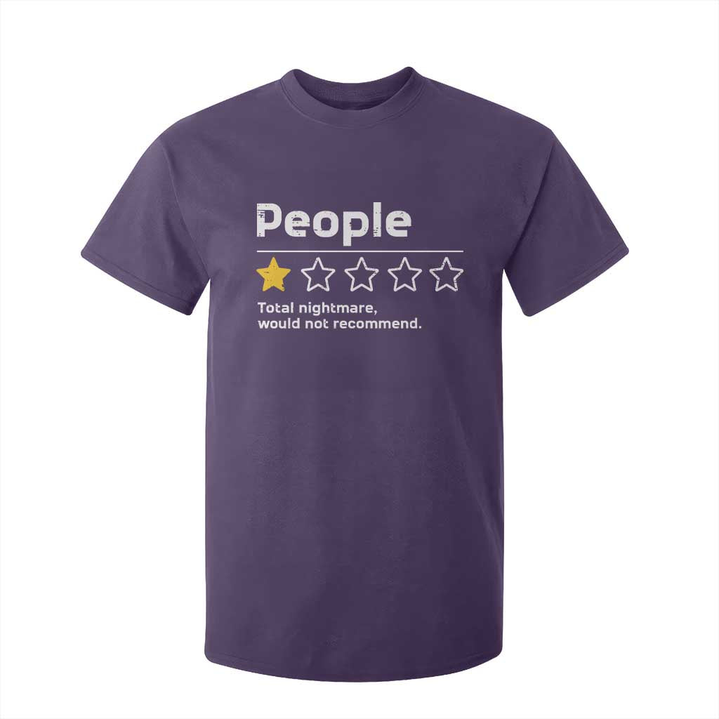 People 1 Star Total Nightmare Would Not Recommend T Shirt For Kid Funny Sarcastic TS11 Purple Print Your Wear