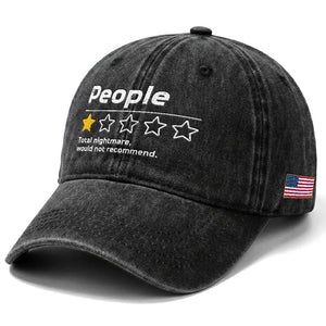 People 1 Star Total Nightmare Would Not Recommend Washed Cotton Baseball Cap Funny Sarcastic TS11 Print Your Wear
