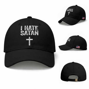 I Hate Satan Baseball Cap Funny Christian Jesus Cross TS11 Baseball Cap Universal Fit Black Print Your Wear