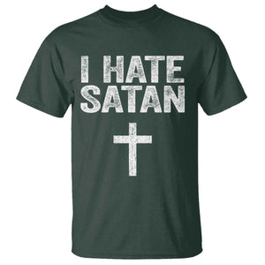 I Hate Satan T Shirt Funny Christian Jesus Cross TS11 Dark Forest Green Print Your Wear