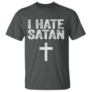 I Hate Satan T Shirt Funny Christian Jesus Cross TS11 Dark Heather Print Your Wear