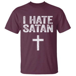I Hate Satan T Shirt Funny Christian Jesus Cross TS11 Maroon Print Your Wear