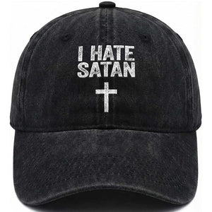 I Hate Satan Washed Cotton Baseball Cap Funny Christian Jesus Cross TS11 Print Your Wear