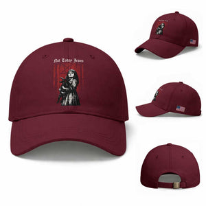 Not Today Jesus Gothic Dark Art Creepy Halloween Baseball Cap TS11 Baseball Cap Universal Fit Maroon Print Your Wear