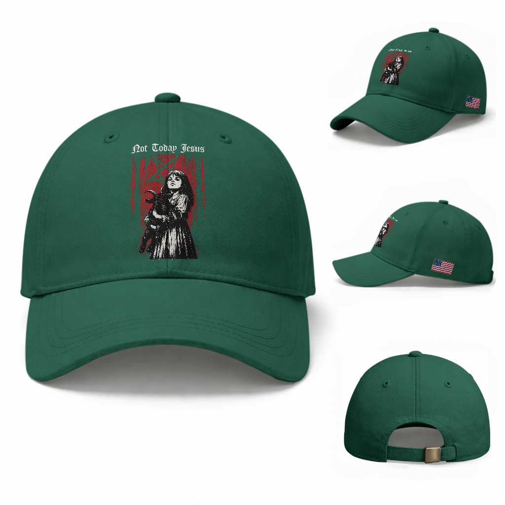 Not Today Jesus Gothic Dark Art Creepy Halloween Baseball Cap TS11 Baseball Cap Universal Fit Irish Green Print Your Wear