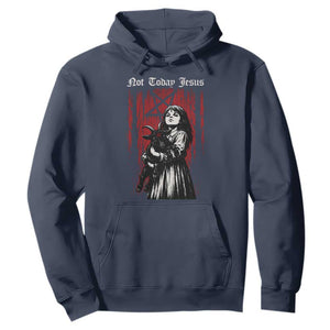 Not Today Jesus Gothic Dark Art Creepy Halloween Hoodie TS11 Navy Print Your Wear
