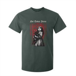 Not Today Jesus Gothic Dark Art Creepy Halloween T Shirt For Kid TS11 Dark Forest Green Print Your Wear
