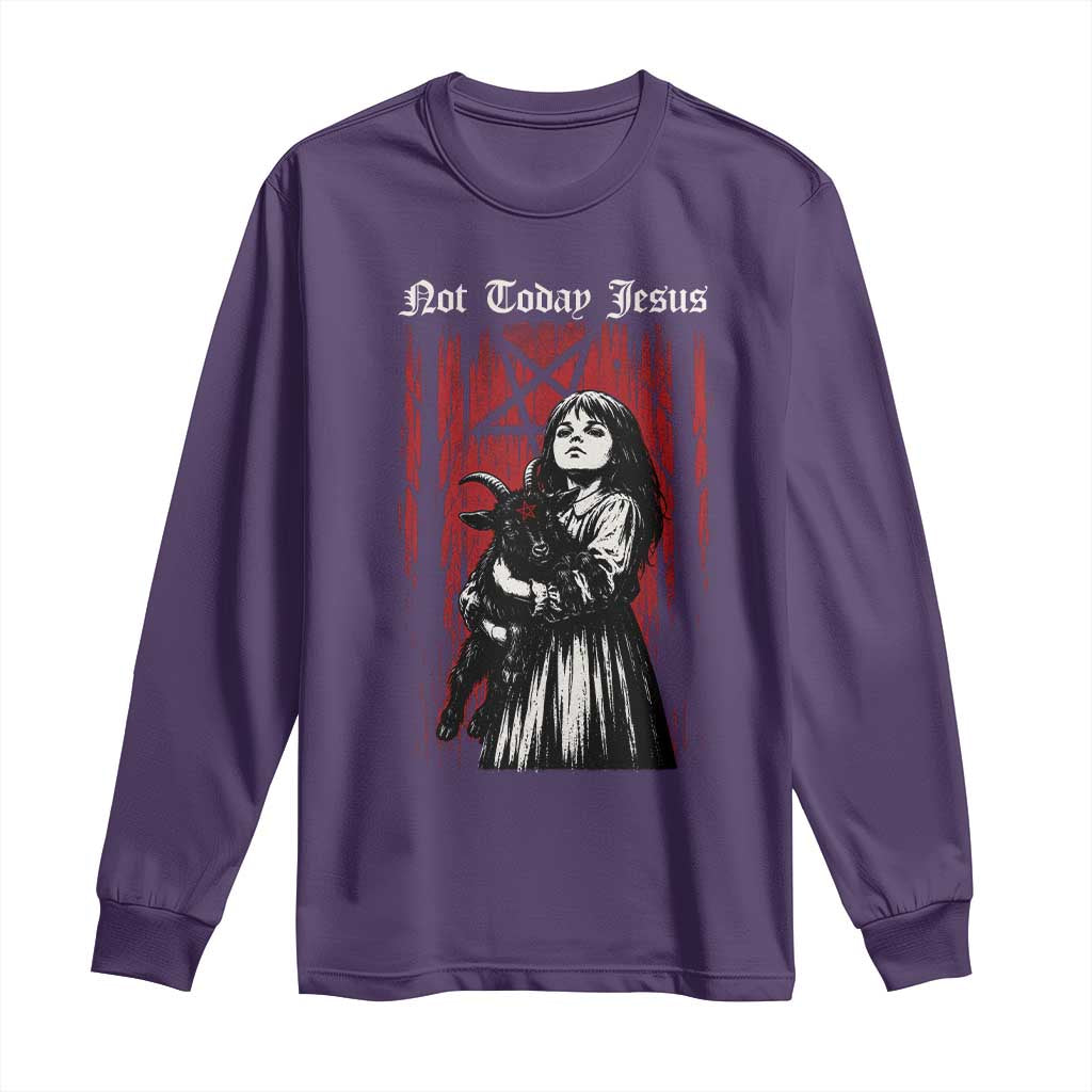 Not Today Jesus Gothic Dark Art Creepy Halloween Long Sleeve Shirt TS11 Purple Print Your Wear