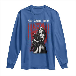 Not Today Jesus Gothic Dark Art Creepy Halloween Long Sleeve Shirt TS11 Royal Blue Print Your Wear