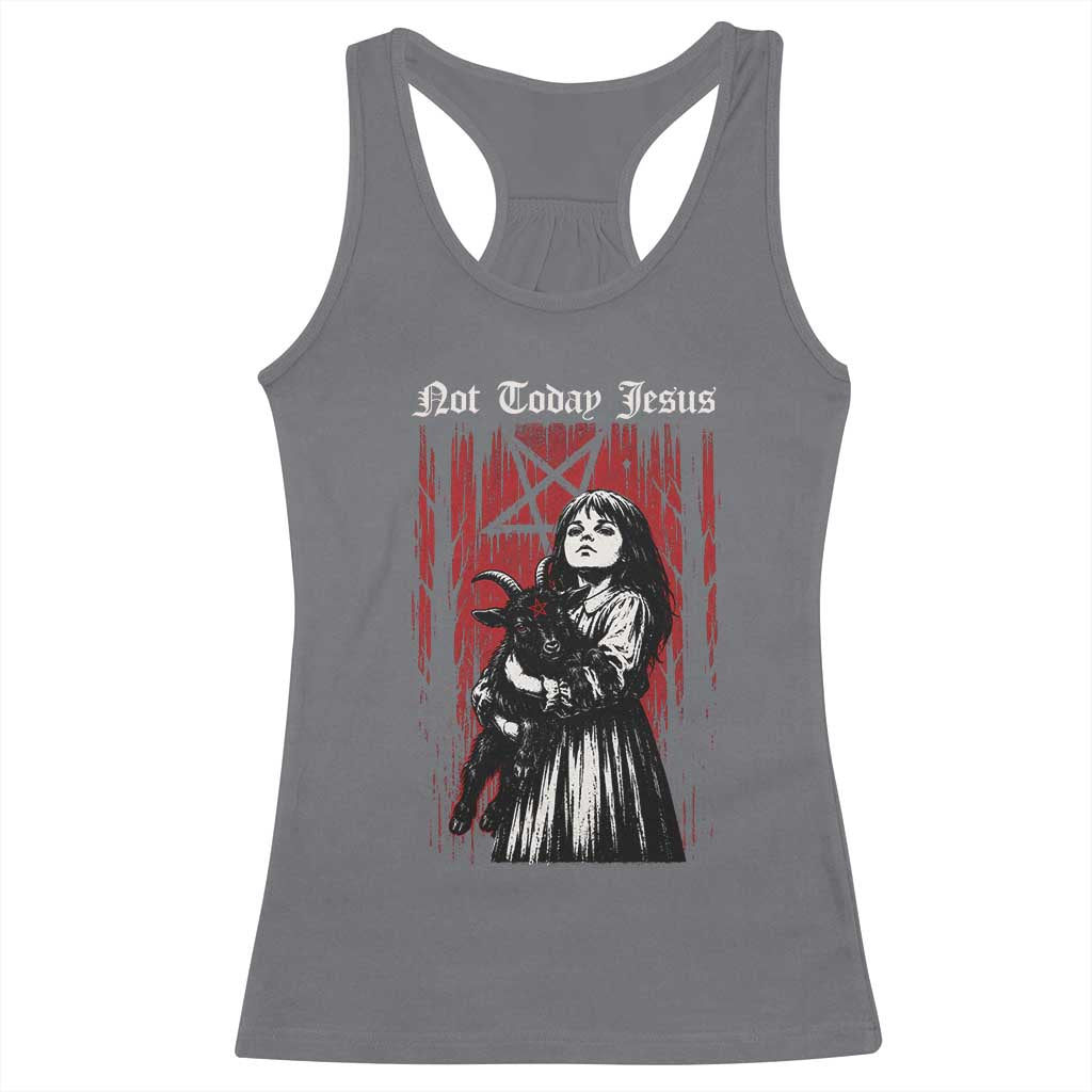 Not Today Jesus Gothic Dark Art Creepy Halloween Racerback Tank Top TS11 Charcoal Print Your Wear