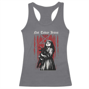 Not Today Jesus Gothic Dark Art Creepy Halloween Racerback Tank Top TS11 Charcoal Print Your Wear