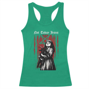 Not Today Jesus Gothic Dark Art Creepy Halloween Racerback Tank Top TS11 Irish Green Print Your Wear