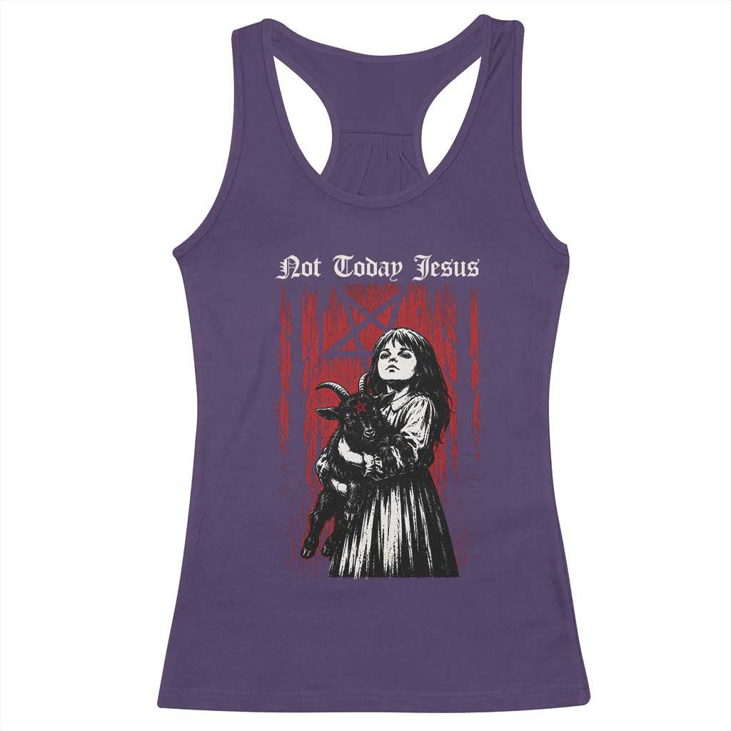 Not Today Jesus Gothic Dark Art Creepy Halloween Racerback Tank Top TS11 Purple Print Your Wear