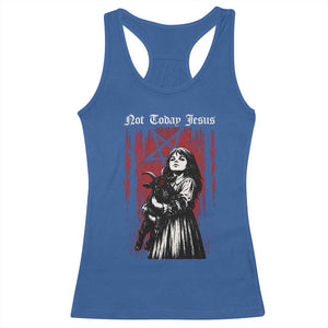 Not Today Jesus Gothic Dark Art Creepy Halloween Racerback Tank Top TS11 Royal Blue Print Your Wear
