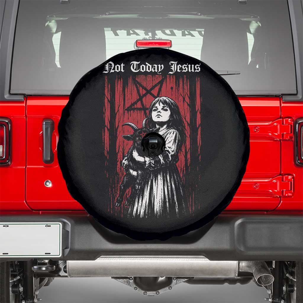 Not Today Jesus Gothic Dark Art Creepy Halloween Spare Tire Cover TS11 Black Print Your Wear