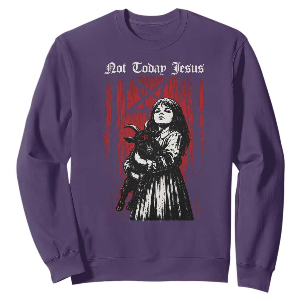 Not Today Jesus Gothic Dark Art Creepy Halloween Sweatshirt TS11 Purple Print Your Wear