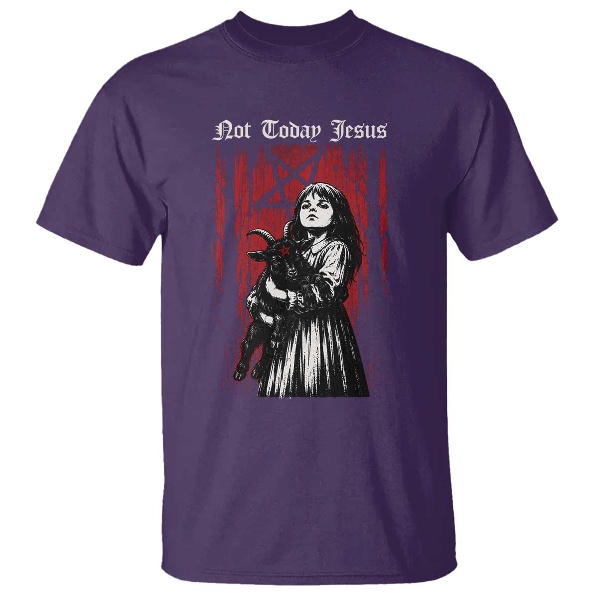 Not Today Jesus Gothic Dark Art Creepy Halloween T Shirt TS11 Purple Print Your Wear
