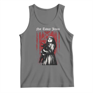 Not Today Jesus Gothic Dark Art Creepy Halloween Tank Top TS11 Black Heather Print Your Wear