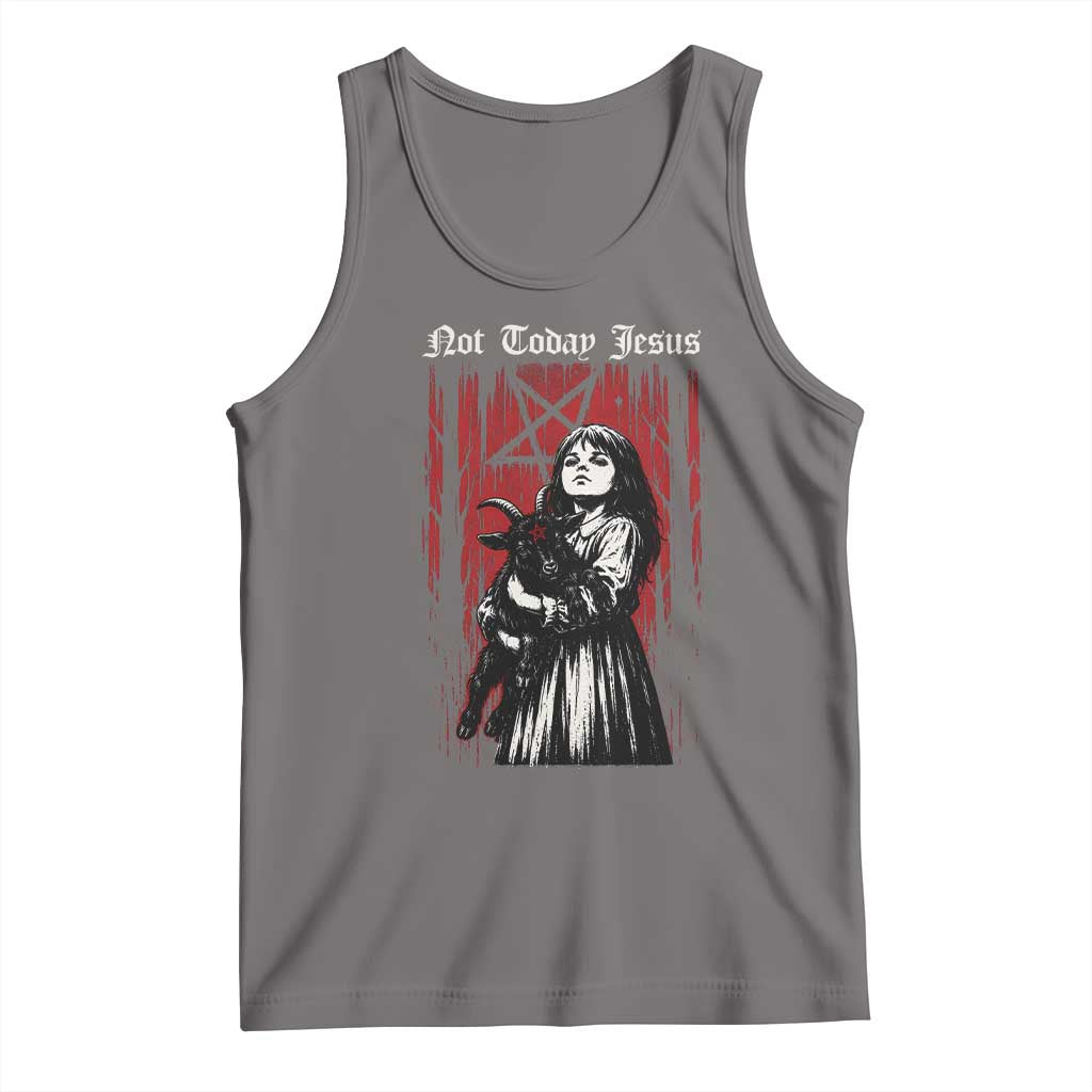Not Today Jesus Gothic Dark Art Creepy Halloween Tank Top TS11 Deep Heather Print Your Wear