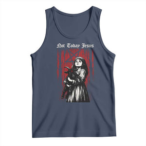 Not Today Jesus Gothic Dark Art Creepy Halloween Tank Top TS11 Navy Print Your Wear