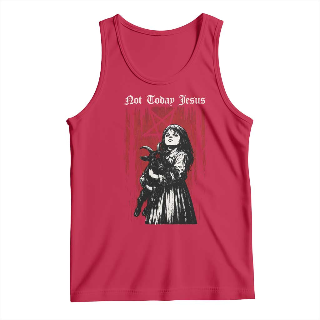 Not Today Jesus Gothic Dark Art Creepy Halloween Tank Top TS11 Red Print Your Wear