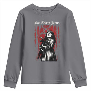 Not Today Jesus Gothic Dark Art Creepy Halloween Youth Sweatshirt TS11 Charcoal Print Your Wear