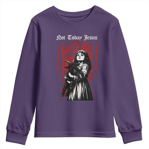 Not Today Jesus Gothic Dark Art Creepy Halloween Youth Sweatshirt TS11 Purple Print Your Wear