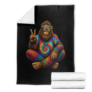 Hippie Bigfoot Peace Sign Tie Dye Sasquatch Throw Blanket TS11 Black Print Your Wear