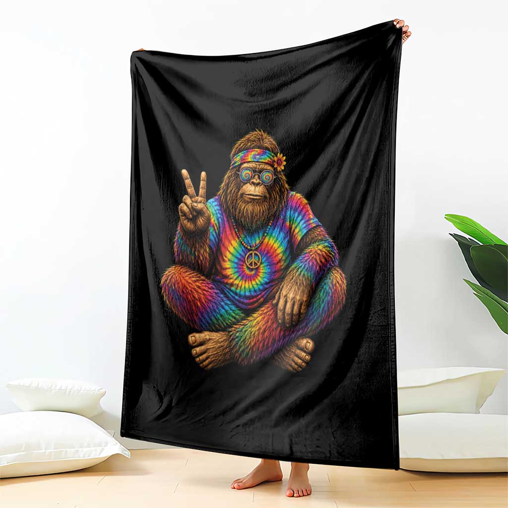 Hippie Bigfoot Peace Sign Tie Dye Sasquatch Throw Blanket TS11 Print Your Wear