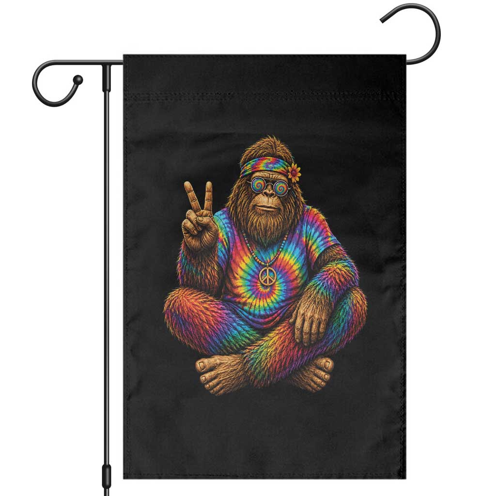 Hippie Bigfoot Peace Sign Tie Dye Sasquatch Garden Flag TS11 Black Print Your Wear
