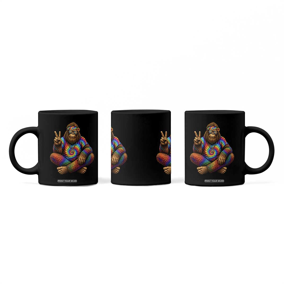 Hippie Bigfoot Peace Sign Tie Dye Sasquatch Coffee Mug TS11 Print Your Wear