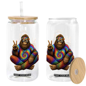 Hippie Bigfoot Peace Sign Tie Dye Sasquatch Glass Can TS11 Print Your Wear