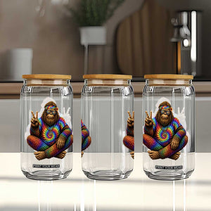 Hippie Bigfoot Peace Sign Tie Dye Sasquatch Glass Can TS11 Print Your Wear