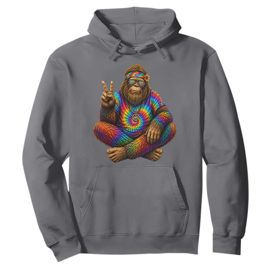 Hippie Bigfoot Peace Sign Tie Dye Sasquatch Hoodie TS11 Charcoal Print Your Wear